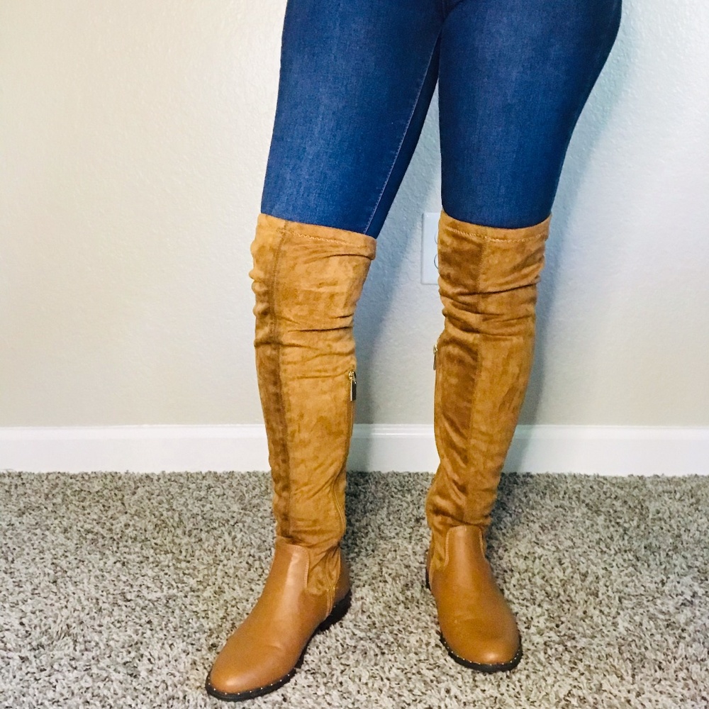 Suede High Rise Boots and High rise Jeans